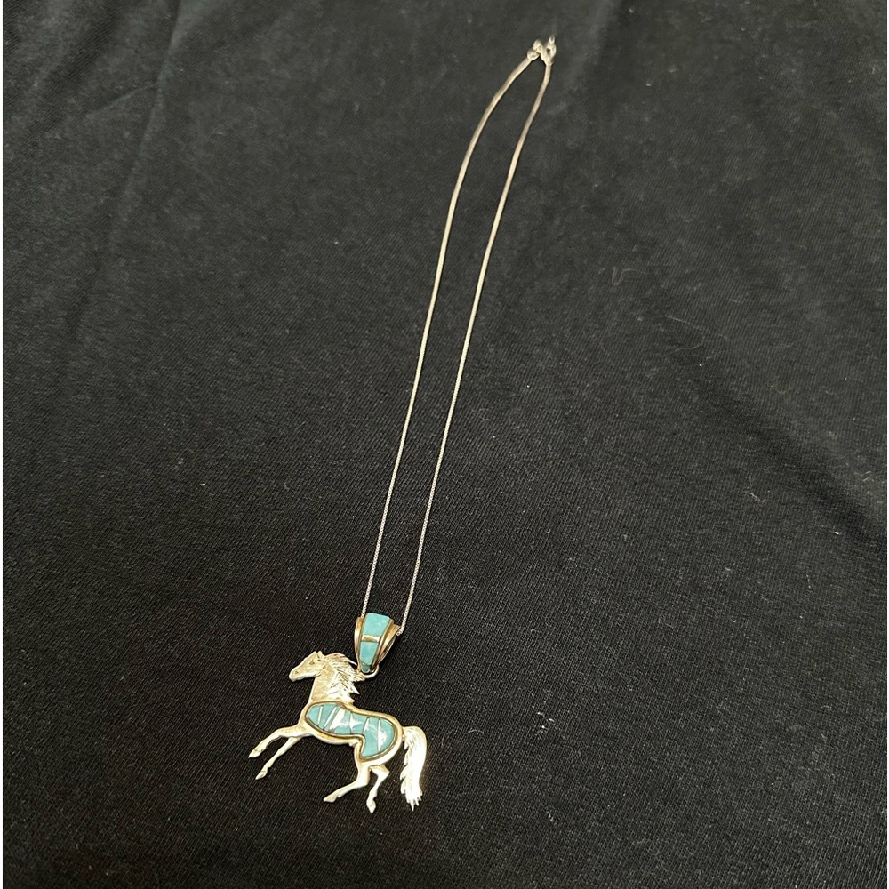 Billy Long sterling jewelry. Horse charm with turquoise.